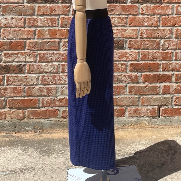 Cha Cha Vente black/blue houndstooth print midi skirt / 2X / Excellent condition - Picture 3 of 12